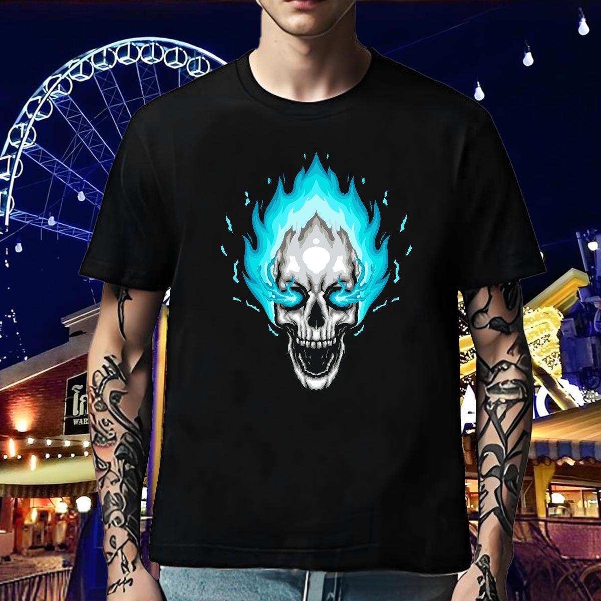 Comfortable Men T Shirts 230g Cotton skull Street wear Hip Hop Custom Big Size Short Sleeve O-Neck Men Tops Tees Fashion Design Tshirts