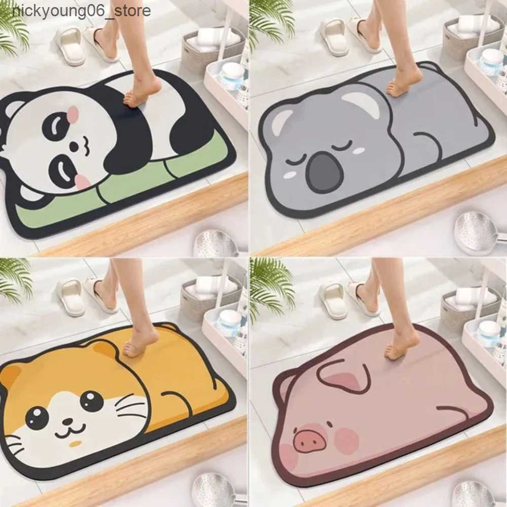 Non-Slip Bath Mats Diatom Super Absorbent Bathroom Mat Cute Cartoon Non-Slip Mud Pad Quick-Drying Bath Mat Washable Floor Mats L240910