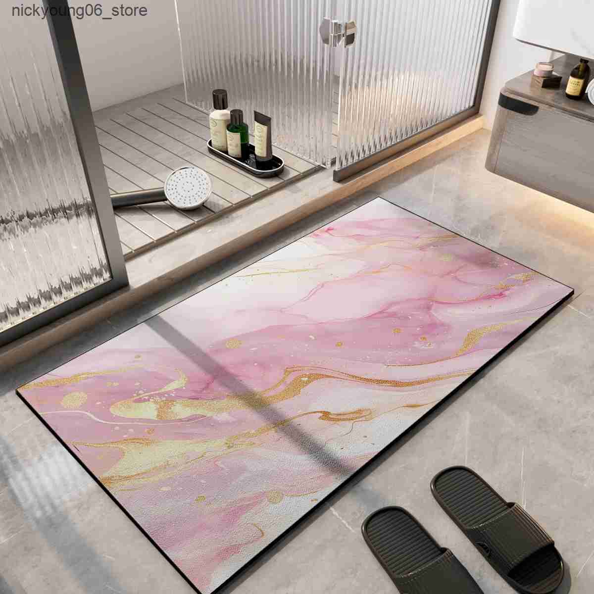 Non-Slip Bath Mats Diatomaceous Earth Bath Mat Absorbent Bathroom Rug Non Slip Foot Mats Quick Dry Shower Floor Pad Toilet Carpet Washable L240910