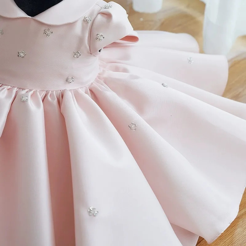 Baby Girls First Birthday Party Pink Childrens Princess Ball Dress Baby Bow Dress Preschool Girl Baptist Tank Top 241008