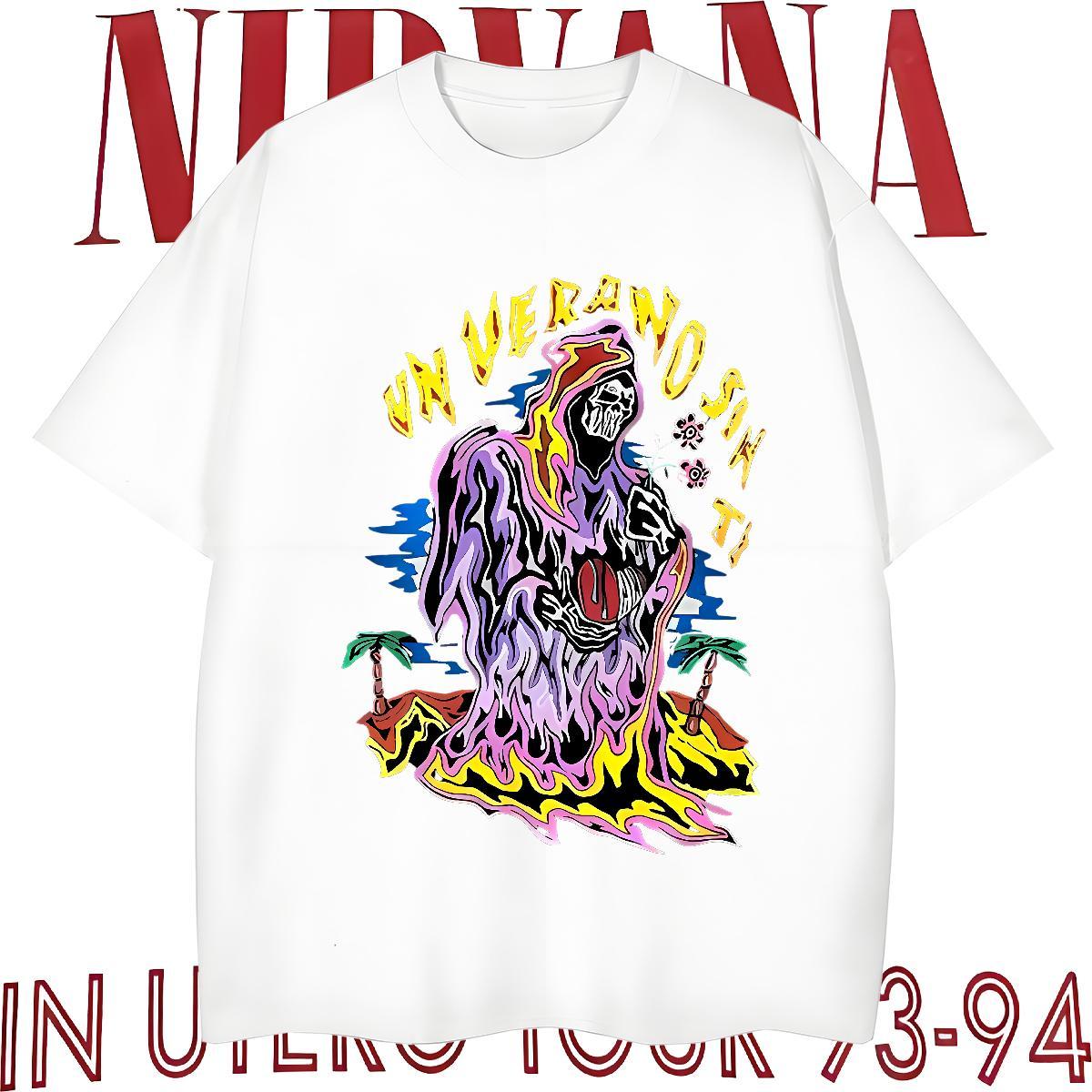 Comfortable T-Shirts 230g Cotton skull Casual Daily Wear Black White Crew Neck Men Tops Tees Fashion New Tshirts