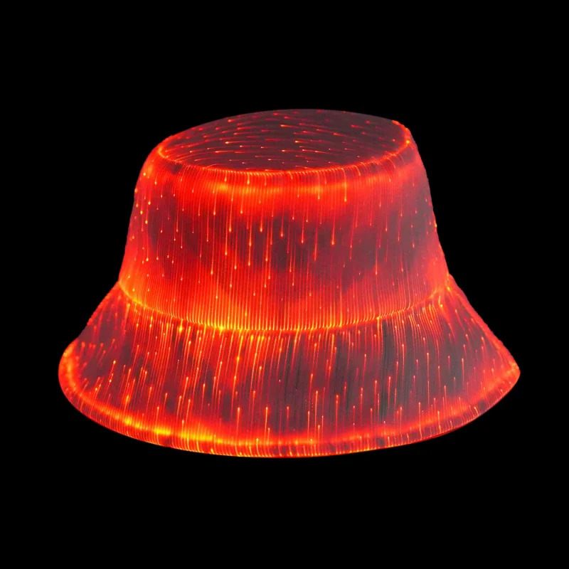 mens and womens fiber optic fabric bucket hat Y2K street color LED intelligent luminous night club 241009