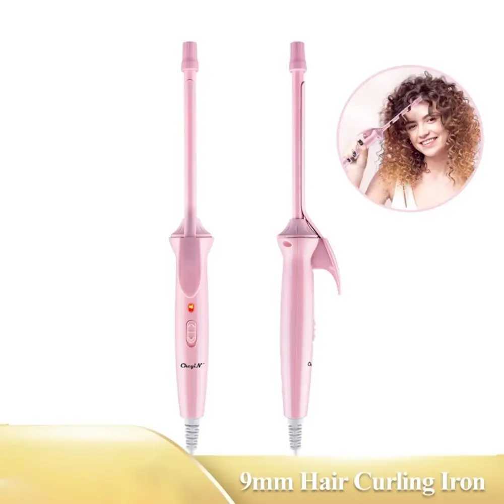 Professional Mini Hair Curling New Iron Superfine Ceramic 9mm Curler Wand Curly Tongs Electric Salon Styling ToolXJ2410