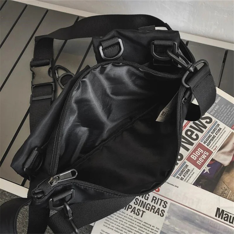Multi functional tactical cross body bag mens Harajuku fashion Techwear detachable chest bag hip-hop waterproof waist bag 241008