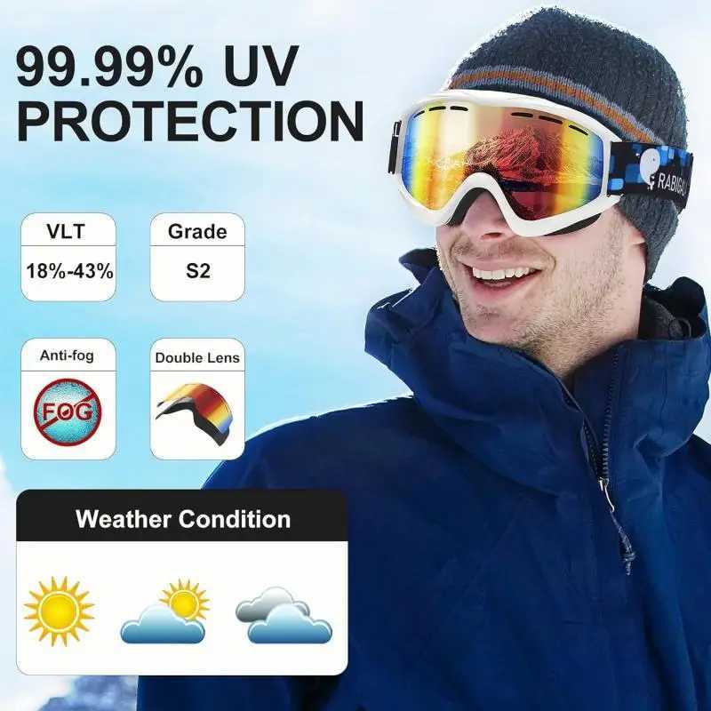 Ski goggles for men adult sled goggles 100% UV anti fog ski goggles CL241010