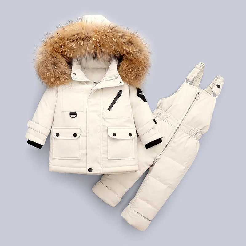 Down Coat -30 degrees Baby Boys Winter warm down jacket Jumpsuit Girl Clothes children Clothing Set 2pcs Toddler Thicken Overalls Snowsuit H241010