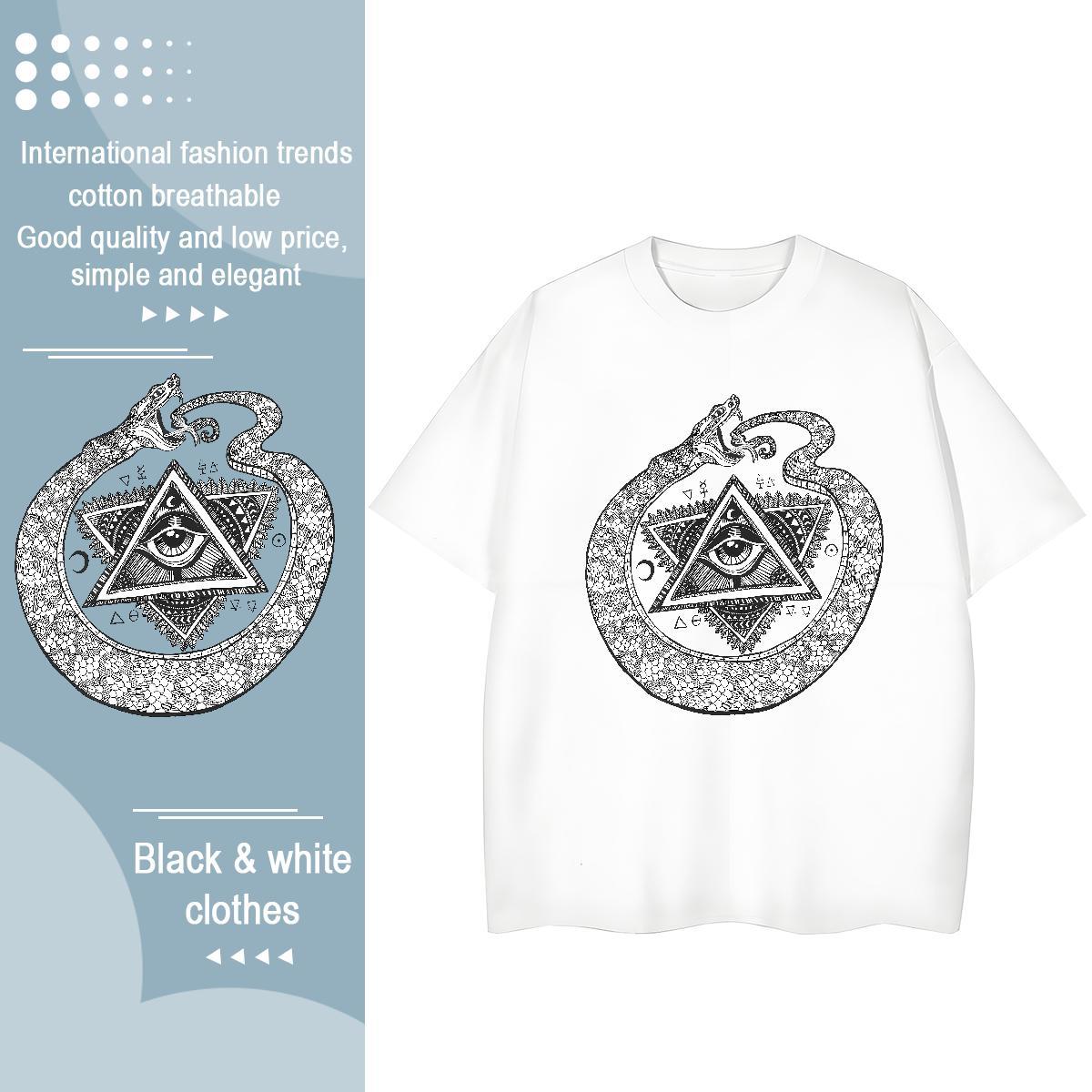 Fashion Casual T-Shirts for Women 230g 100% Cotton Short sleeve Soft Daily Outfit eye of the devil Unisex Tshirts Free Shipping Anime Print Clothes Sh