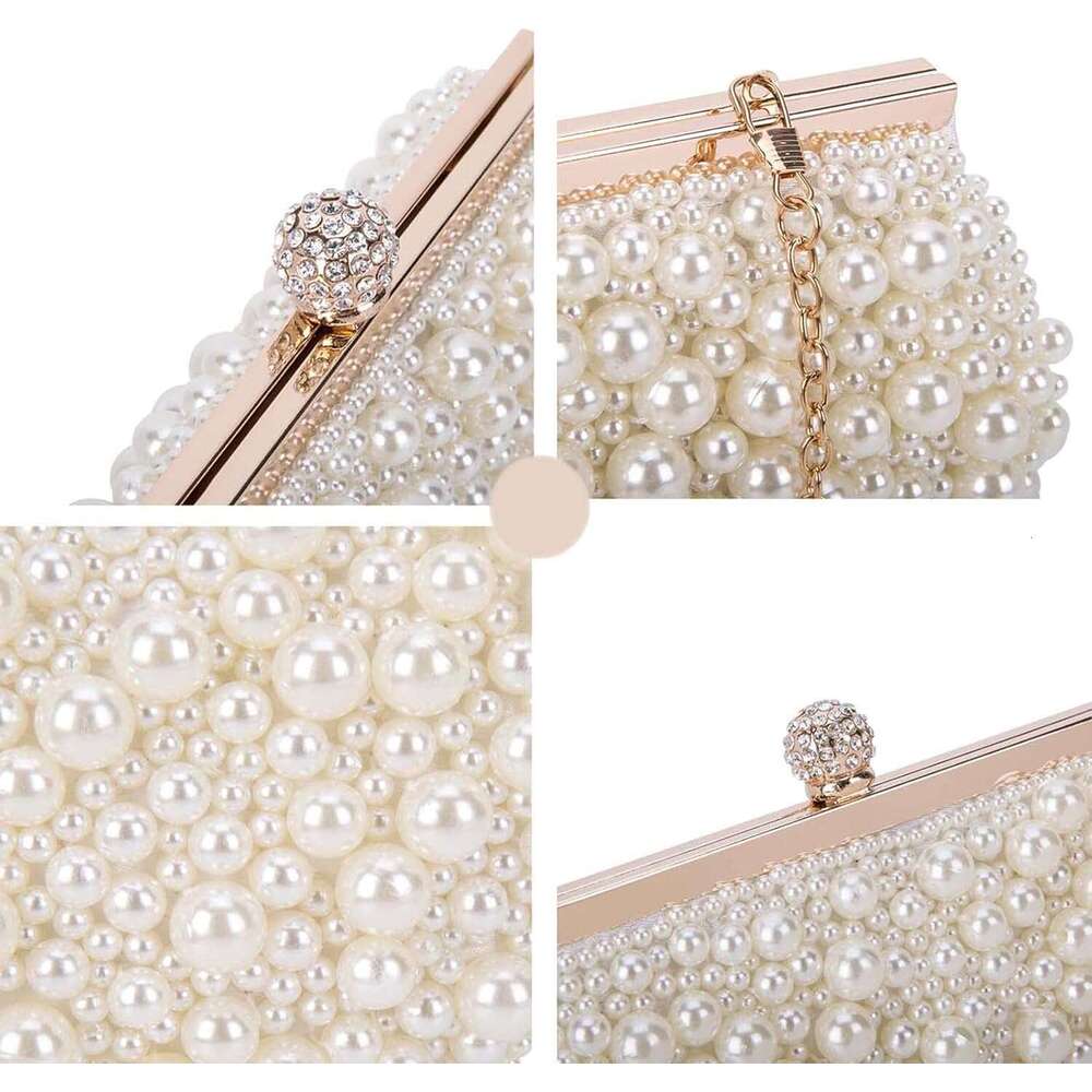 Pearl Cutch Purses for Women Evening Bags Formal Beaded Wedding Bridal Purse Ladies Prom tail Party Handbag