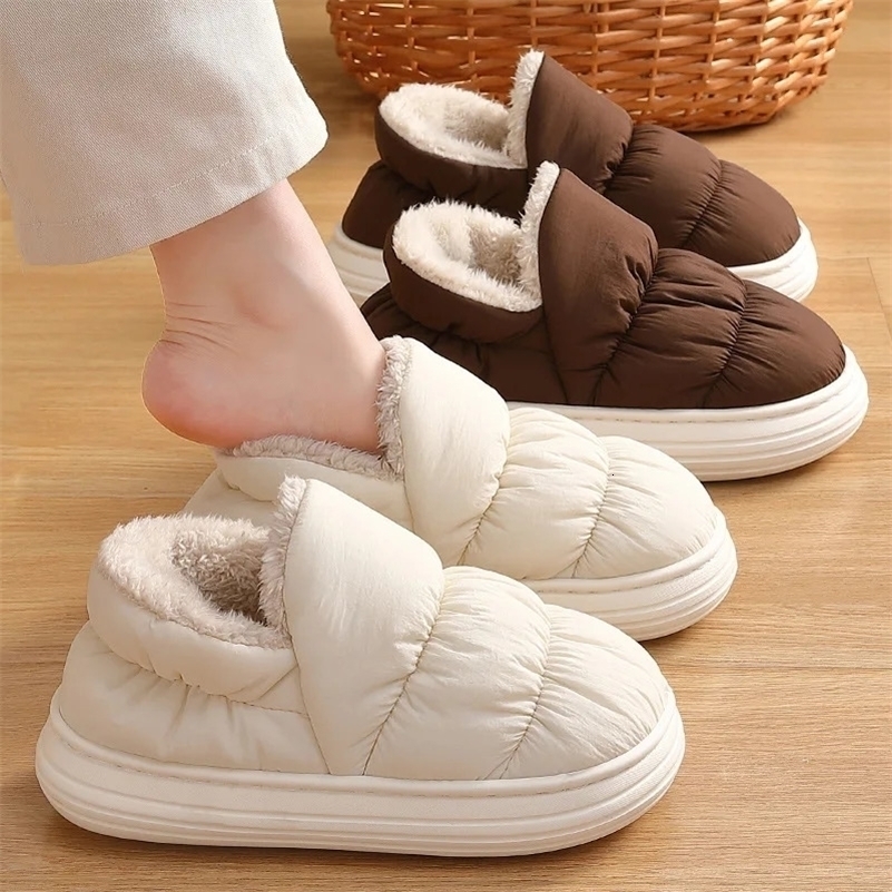 Winter Warm Men Slippers Casual Non-slip Platform Flats Home Waterproof Non Slip Shoes Indoor Outdoor Thick Plush Women Slides 240927
