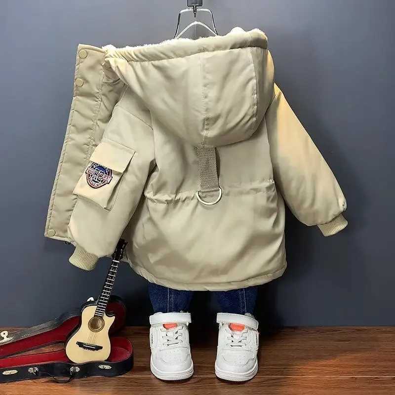 Down Coat Boys and girls winter jacket medium length down jacket new thick hooded jacket big childrens jacket 2-10 years old H241010