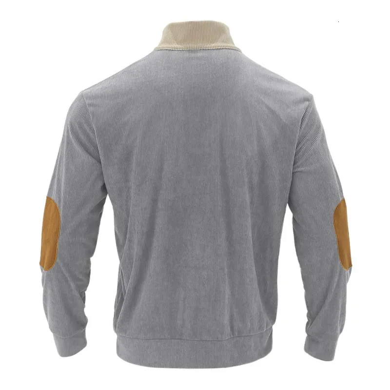 2024 AutumnWinter Mens Outdoor Leisure Button Stand up Neck Loose Corduroy Colored Sports Sweater Trend 240930