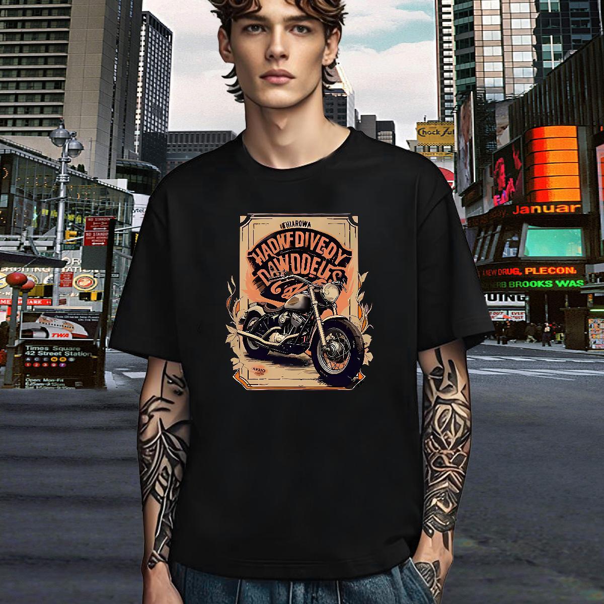 Popular Mens T Shirts 100% Cotton 230g Motorcycle Hip Hop Street Skull Round Neck Short Sleeve Tshirt for Man Woman Brand Tops Shirt