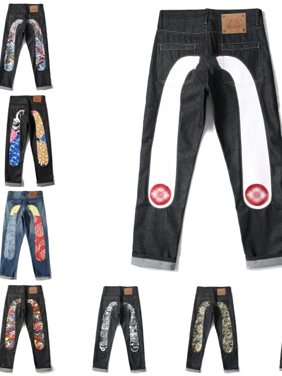 high quality fashionable designer jeans with straight line design retro street casual sports pants washed old jeans
