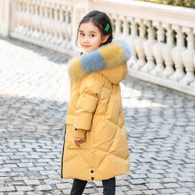 Down Coat Russian Girl clothing Warm Winter Parka Outerwear Teenager Outfit Children s faux Fur Coat Hooded Jacket toddler girl clothes H241010