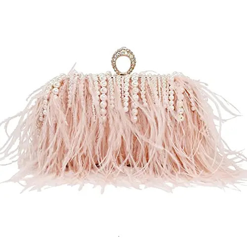 Womens evening clutch bag party wallet wedding clutch bride Exquisite crystal fur womens handbag wallet 241008