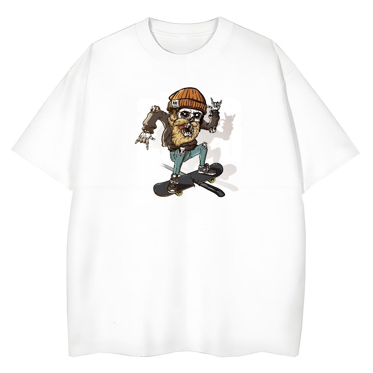 2024 Casual Women T Shirts 230g Cotton Comfortable Casual Sport skull Womens Tshirts Free Shipping Black White Tees