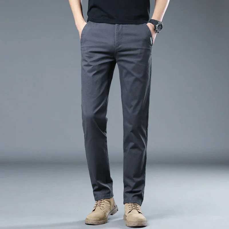 Spring and Autumn Winter Pure Cotton Casual Slimming Pants New Mens Full Match Loose Straight Pants 2023 Grey Khaki W241009