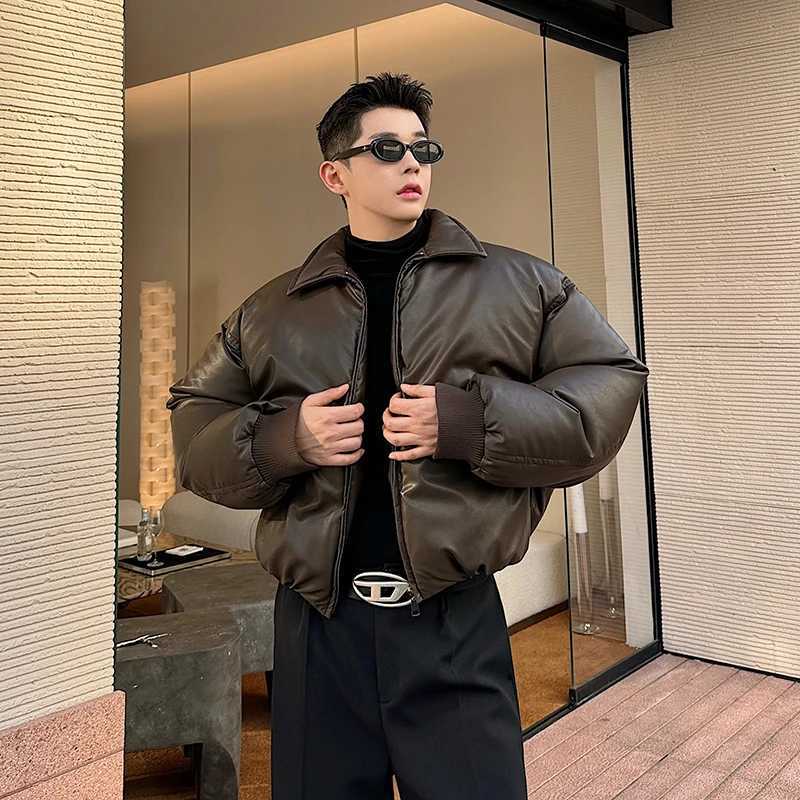 Mens Down Parkas IEFB winter mens cotton clothing ribbed cuffs zipper white duck down jacket loose niche design fashionable 2024 mens apron jacket 9C3