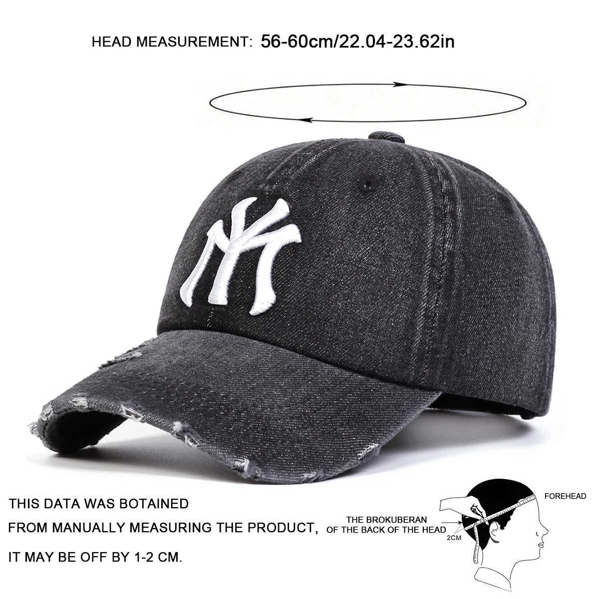Ball Caps Neutral letter embroidered hole denim baseball cap for spring and autumn outdoor adjustable casual hat H241010