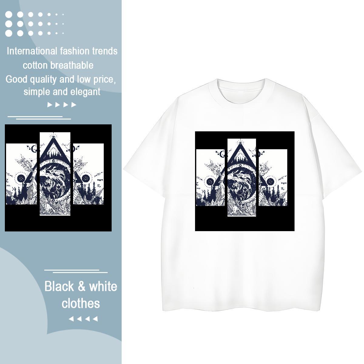 New Arrival T Shirt For Woman 230g 100% Cotton Crew Neck Breathable Casual Beach eye of the devil Women Tshirts Wholesale Black White Clothes Shirt