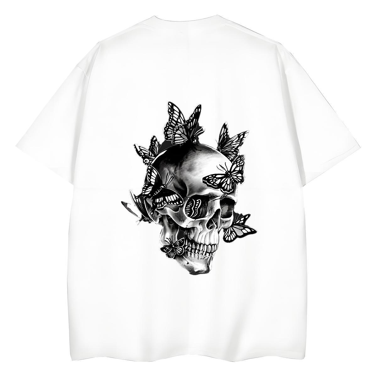 Fashion Casual Woman T Shirts 230g 100% Cotton Breathable Crew Neck High Street Hip Hop skull Tshirt for Man Woman Popular Plus Size Cartoon Top Tees