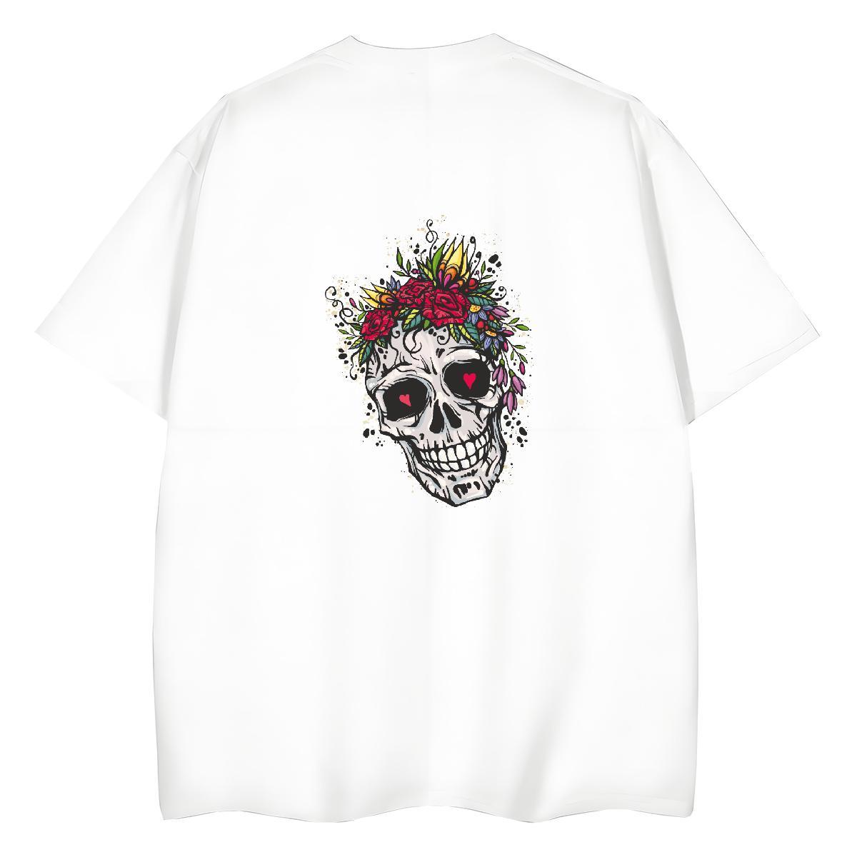 Classic Womens T Shirts 230g 100% Cotton Breathable Short Sleeve Summer Casual skull Women Tshirts Free Shipping Cartoon Printing L-4XL Wear