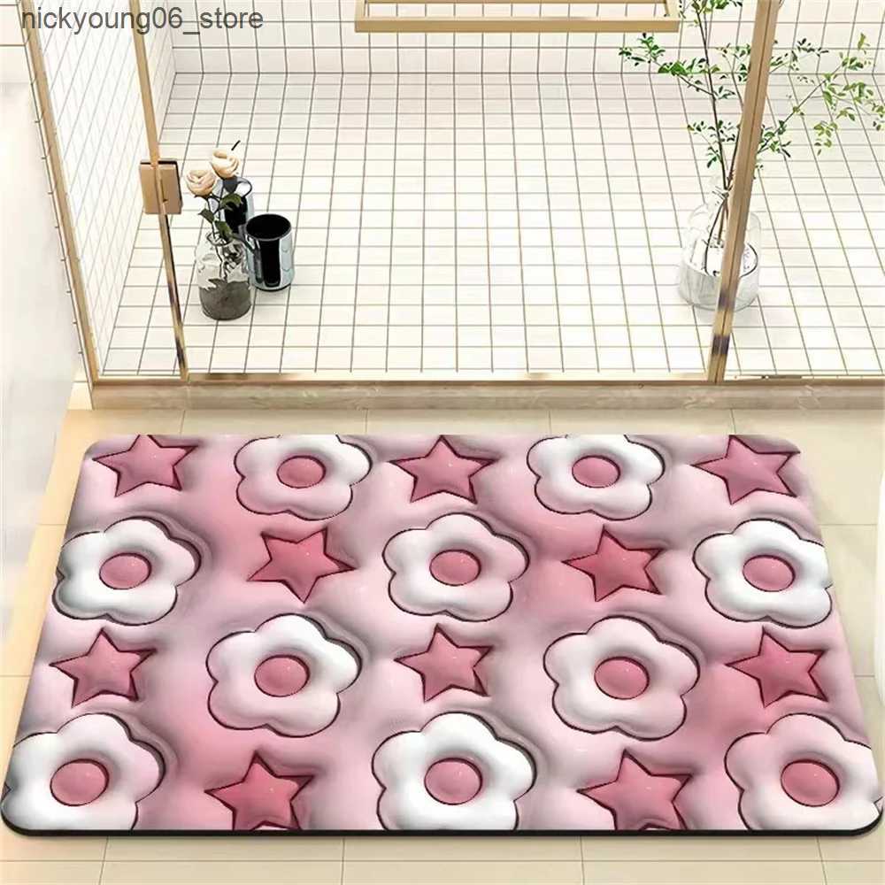 Non-Slip Bath Mats Shower Carpet Quick-drying Antiskid Soft Q-elastic Decorating Rugs Beautiful And Simple Bedroom Floor Mat Flooring Mat Floret L2409