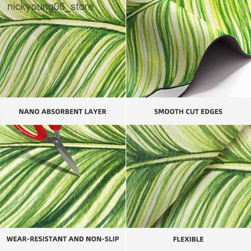 Non-Slip Bath Mats Green Leaf Bath Mat Absorbent Bathroom Floor Foot Mats Carpet Anti-Slip Room Rugs Toilet Shower Pad Entrance Door Mat L240910