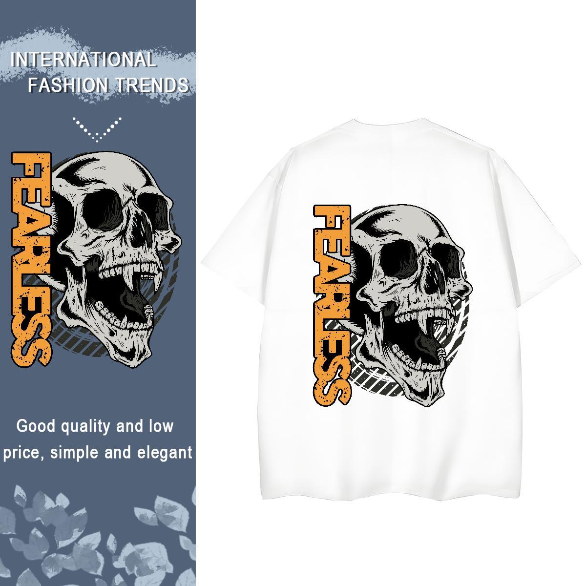 Fashion Casual T shirt 230g Cotton Breathable Short Sleeve Casual Daily Wear skull Women Tees Free Shipping Custom Print Plus Size Clothes Shirt