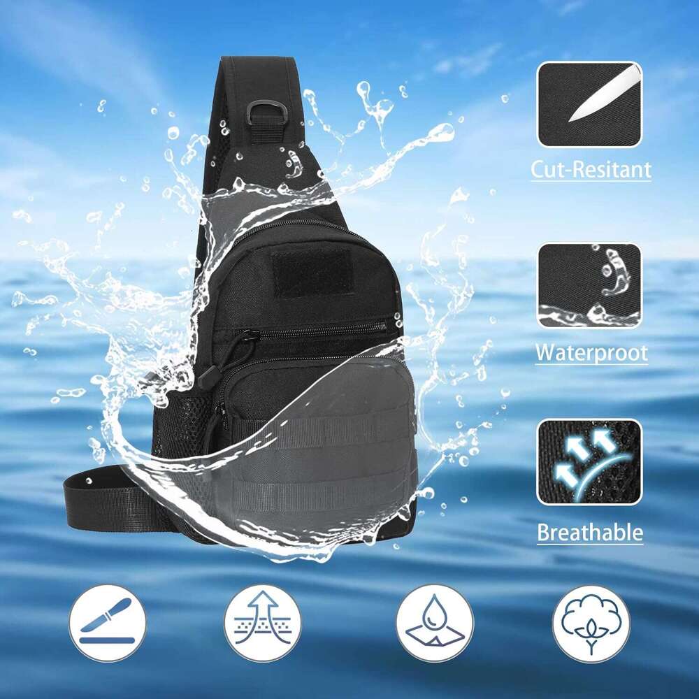 Men's Tactical Sg Bag, Small Shoulder Chest Molle Daypack Backpack for Cycg Hiking Camping Trekking
