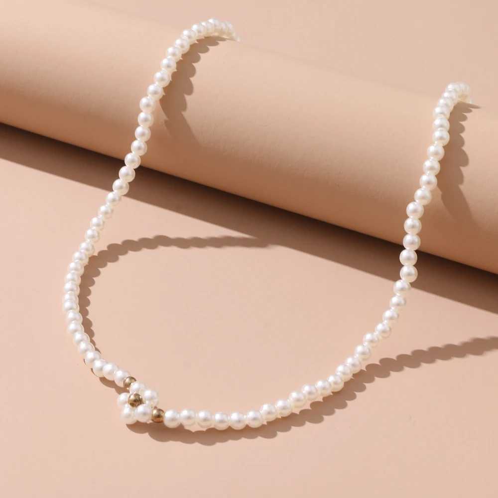IFMIA Korean Fashion Pearl Cahin Necklace For Women Girls 2023 Wedding New Trend Flower Gold Color Necklace Jewelry EngagementX241009