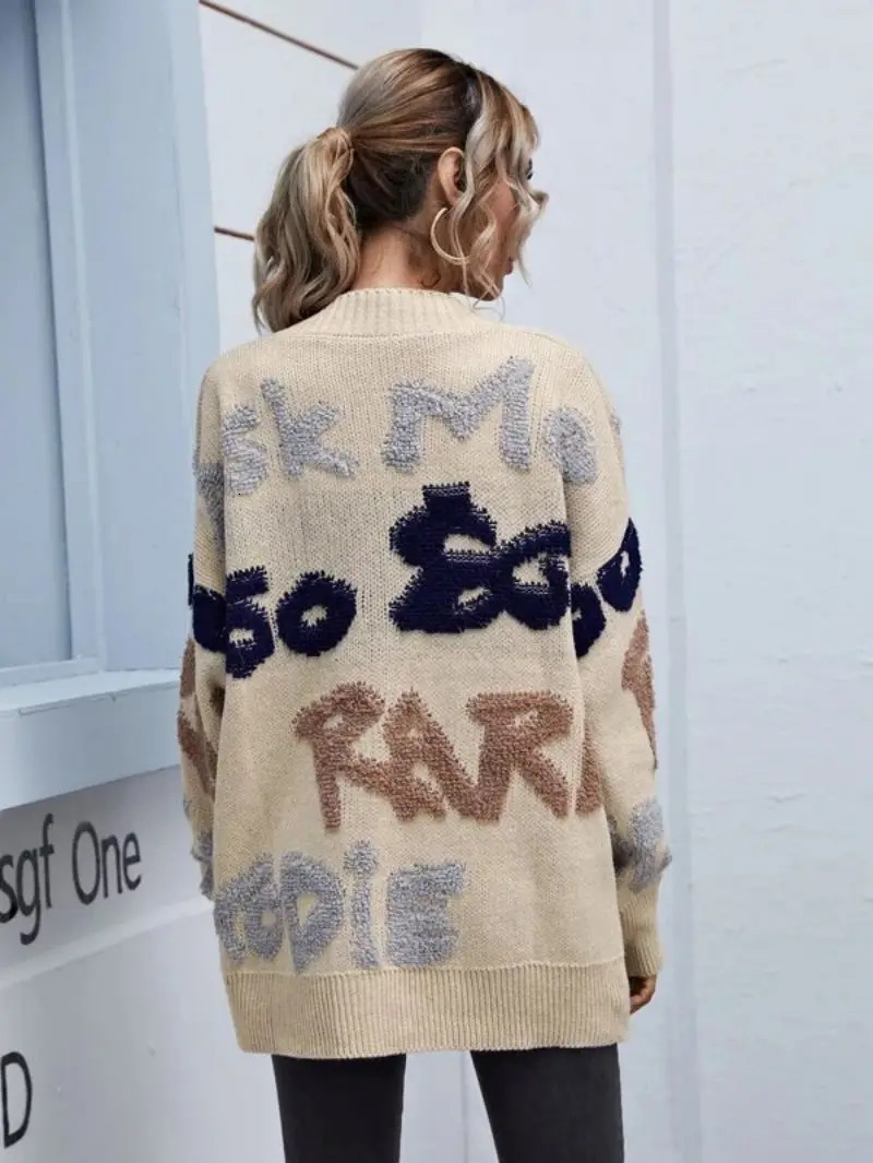 Knitted ugly Christmas sweater knitted mens cardigan Y2K couple retro sweater cardigan jacket mens clothing 241007