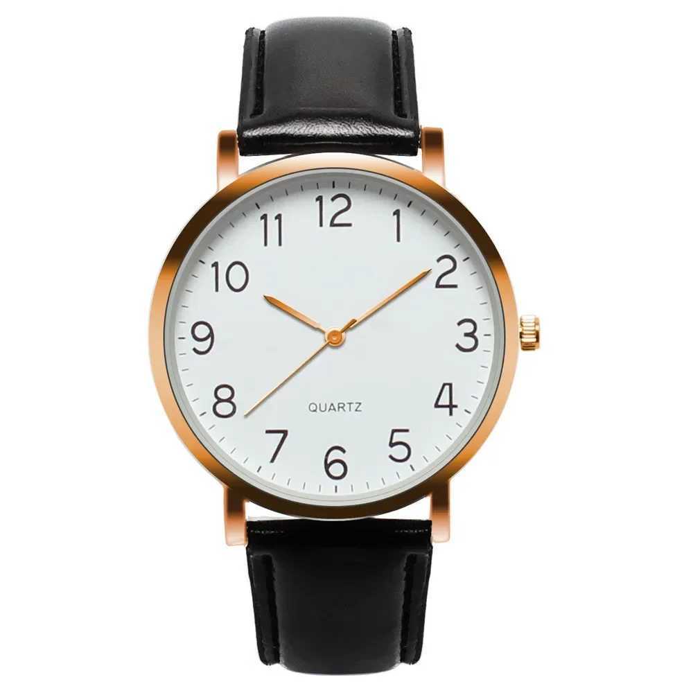 Men Watches Simple Business Analog Alloy Vintage Quartz Watch Arabic Number Strap Minimal Round Dial Classic Black Leather StrapX241010