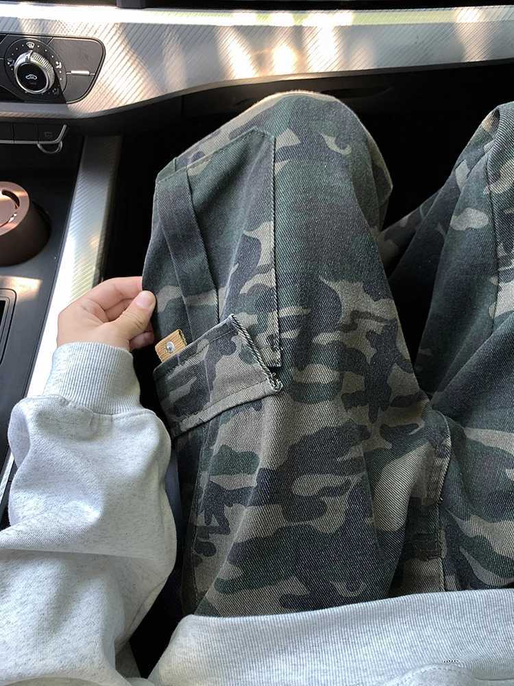 New fashion camouflage cargo casual pants mens loose straight waist mens pants W241009