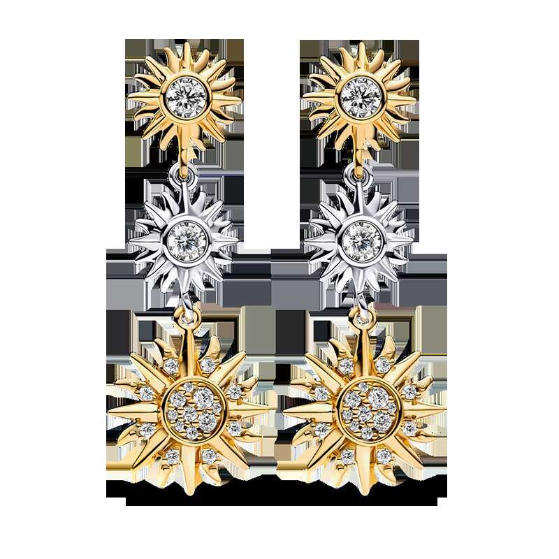 Classics earring 925 Sterling Silver Stud Earrings Sparkling Timeless Pave Triple Sun Drop Hoop Earrings For Women Making Wedding Party Jewelry Design