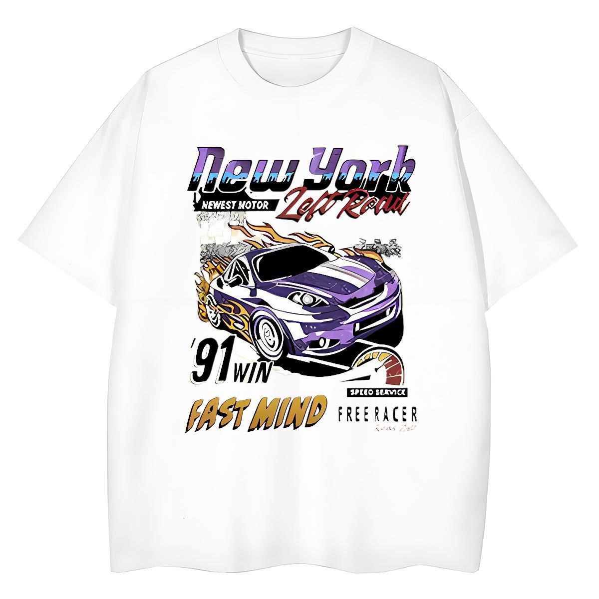 Stylist T shirt 230g Pure Cotton Breathable Short Sleeve Casual Beach car Womens Tshirts Nice Anime Print Tops Shirt