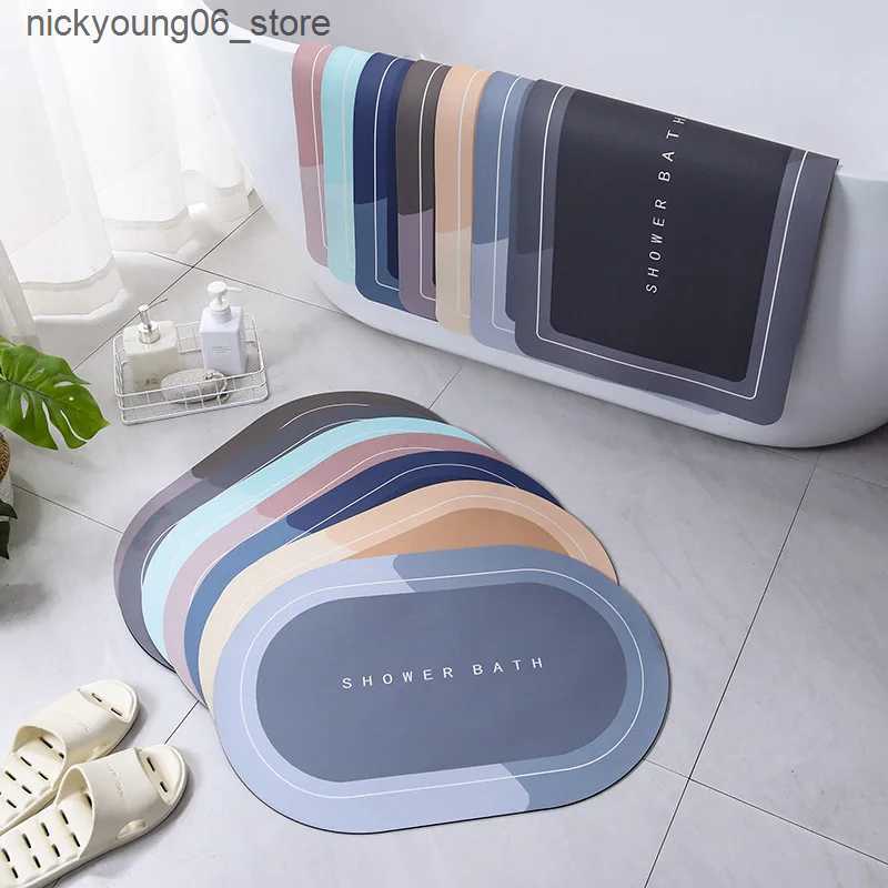 Non-Slip Bath Mats Absorbent Bathroom Bath Mat Anti-slip Shower Rug Diatom Ooze Bath Mats Kitchen Entrance Doormats Home Floormat Bathtub Carpet L2409