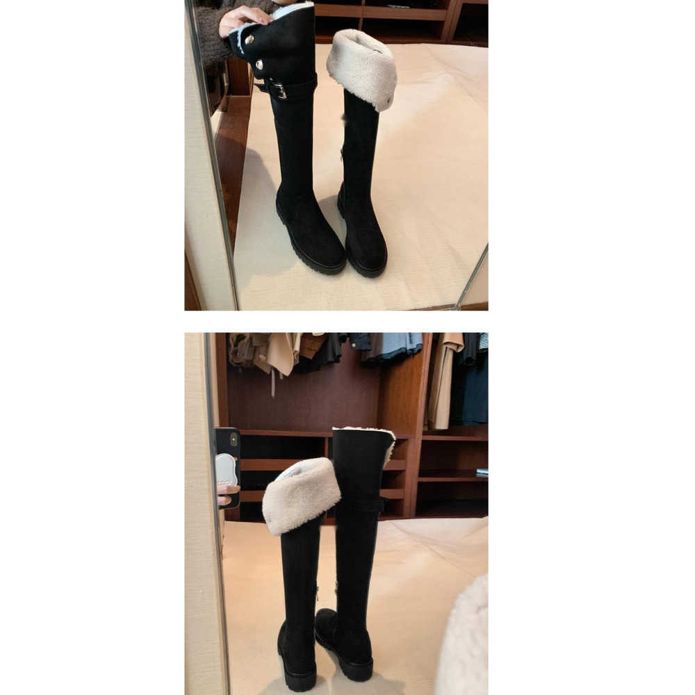 Plush Thick Heeled Fashion Boots Thigh High Heel Boots Over The Knee Boots Womens Long Martin Boots 240826