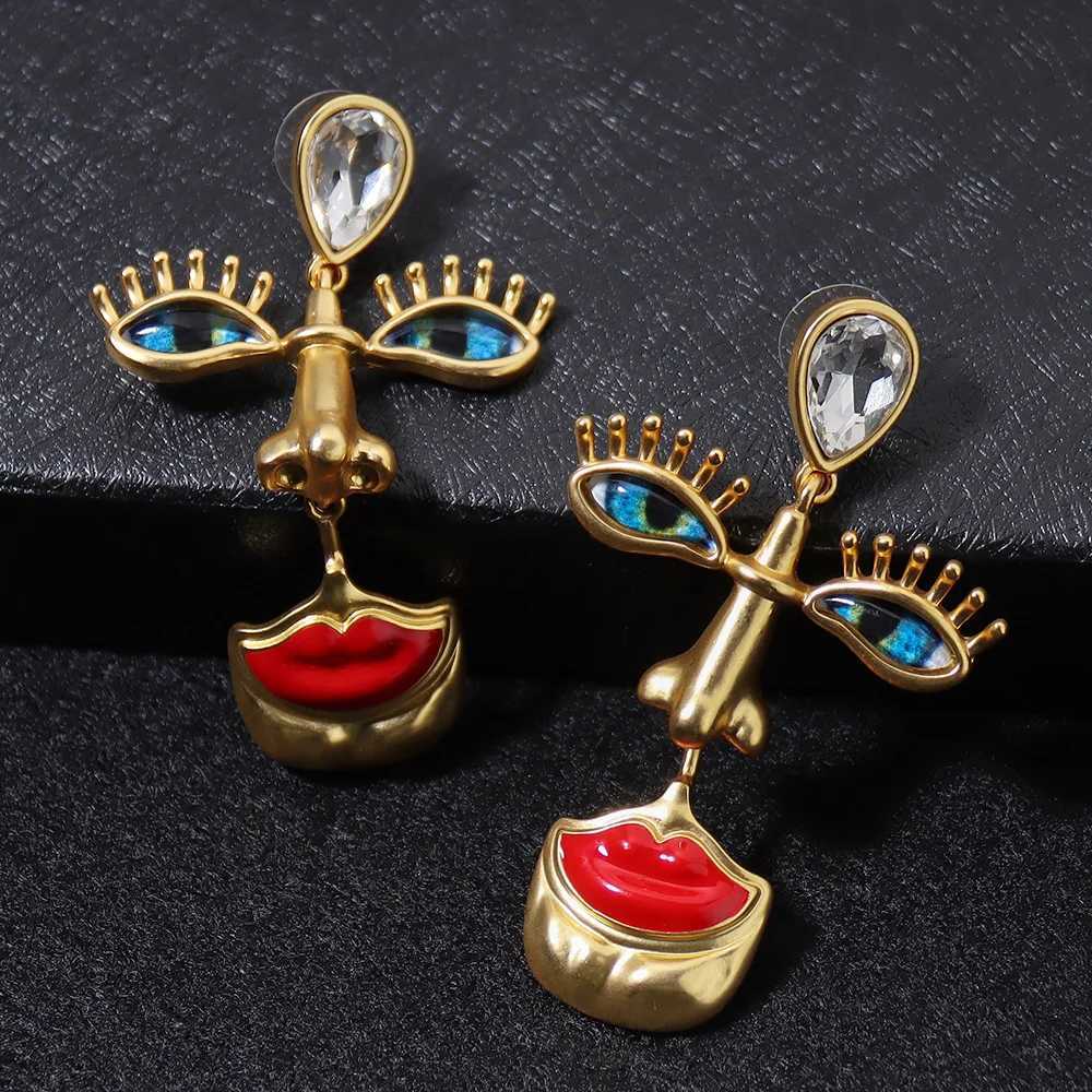 Dangle Chandelier Female Personality Lips Nose Evil Eye Stud Earrings Devils Portrait Jewelry European Style Retrocessories High Quality H241010