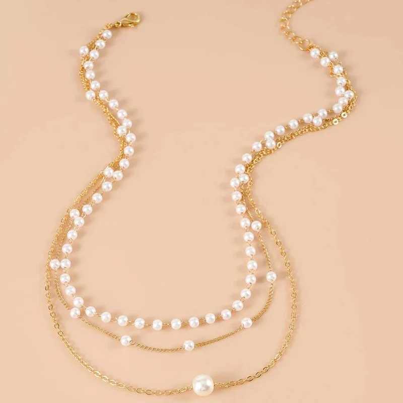 YWZIXLN Trend Elegant Jewelry Wedding Multilayer Pearl Necklace For Women Fashion White Imitation Pearl Choker Necklace N0323X241009