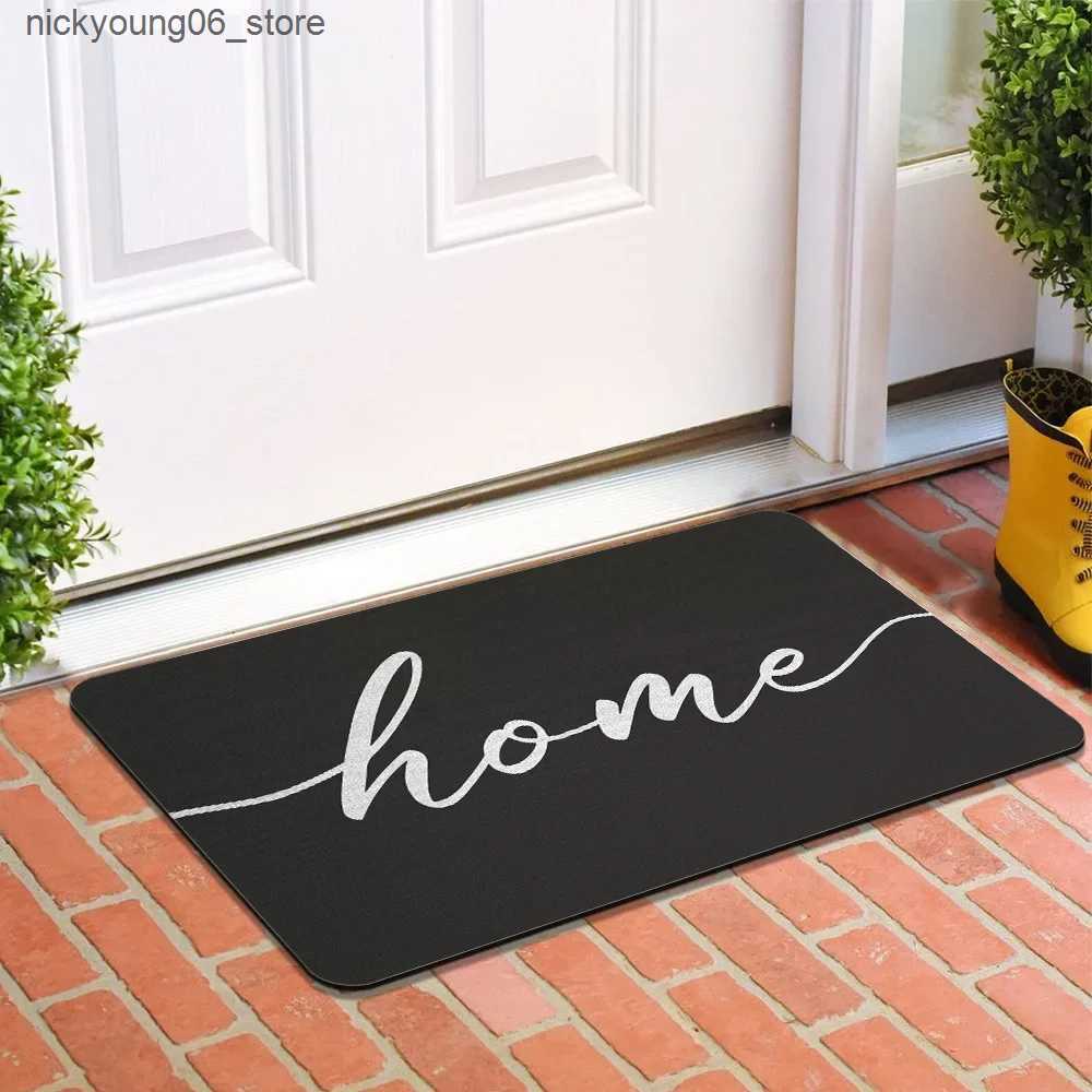 Non-Slip Bath Mats Welcome Home Mat Indoor Foot Mat for Bathroom Kitchen Bedroom Balcony Hallway Non-Slip Floor Carpet for Entrance Diatomite Mat L240