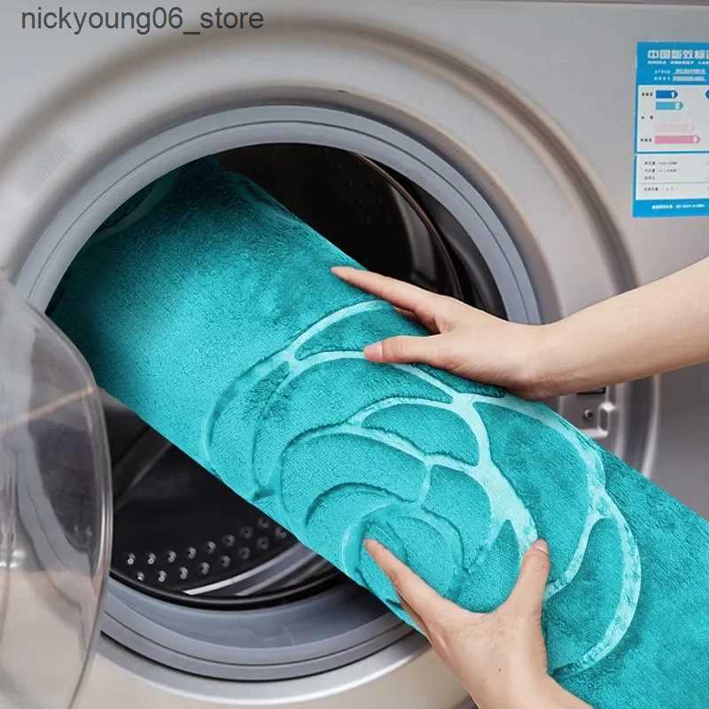 Non-Slip Bath Mats Bath Rugs Rose Flower Emed Bath Mat Flannel Non-slip Floor Rug Shower Room Doormat Bathroom Floor Mat Home Decoration L240910