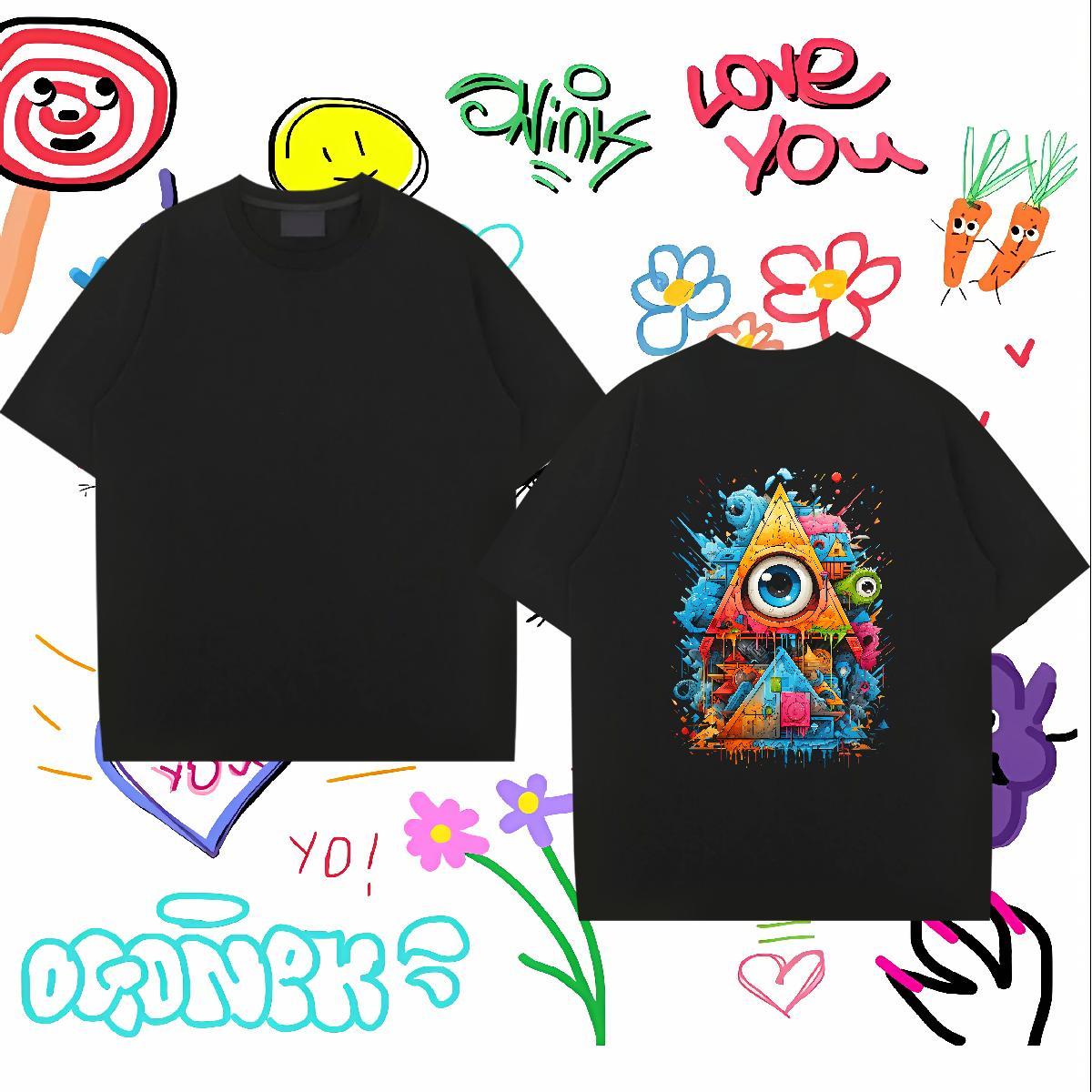 Unisex T shirt 230g Cotton eye of the devil Beach DIY Anime Breathable Short Sleeve Men Clothes T-Shirt Free Shipping Tops Shirt