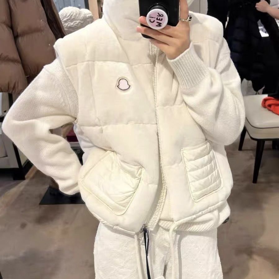 Autumn winter women warm ssoft faux fur stand collar white duck down linner slim designer padded vest coats SML