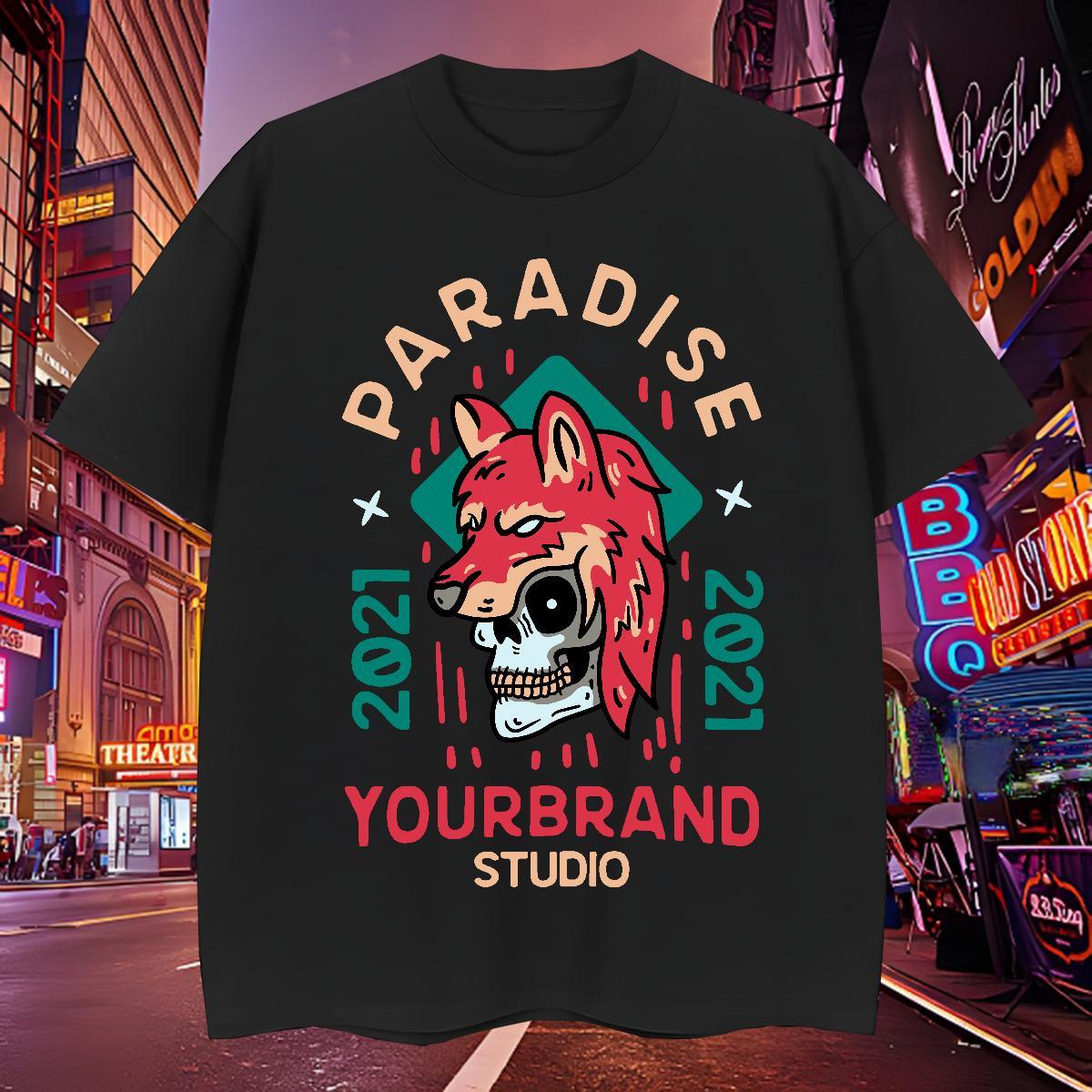 Unisex T Shirts Men 230g Pure Cotton skull Street wear Hip Hop Custom Printed Crew Neck Breathable Men Tops Tees Casual New Tees Shirts