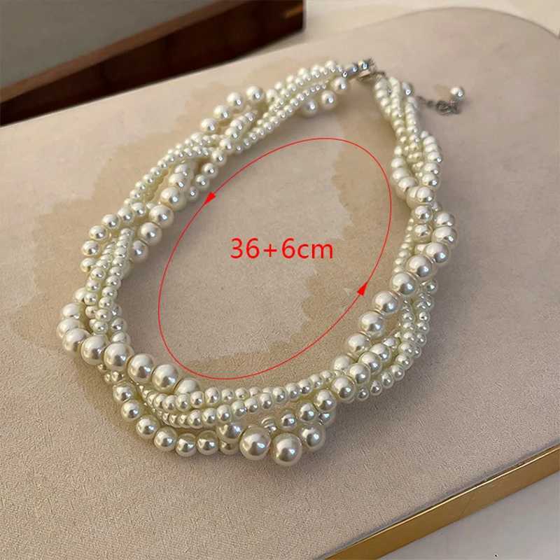 Charm Fashion White Twining Pearl Choker Necklaces For Women Geometric Necklaces Weddings Bride Jewelry AccessoriesX241009