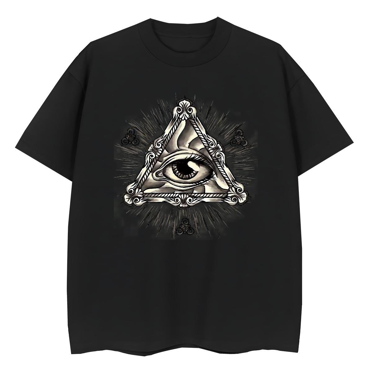 TOP Quality Womens T Shirts 230g Pure Cotton Short Sleeve O-Neck Casual Daily Wear eye of the devil Unisex Tshirts Loose Cartoon Print Tees Shirts