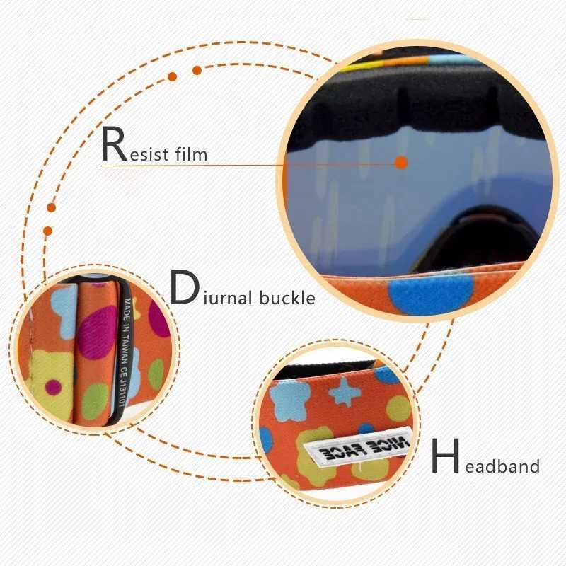 New winter anti fog girls ski masks baby boys ski glasses dual lens sports childrens snowboard goggles magnetic childrens snow sunglasses CL241010