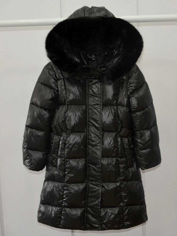 Down Coat Girl and boy down jacket long and thick Parkas black childrens hoodie warm coat baby apron snow jacket winter clothing XMP549 H241010