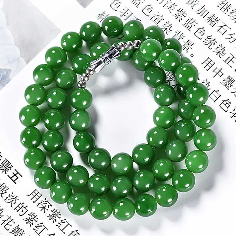 Green Real Jade Beads Necklace Chalcedony Stone Natural Jewelry Gift Beaded Designer Vintage Amulet GemstoneX241010